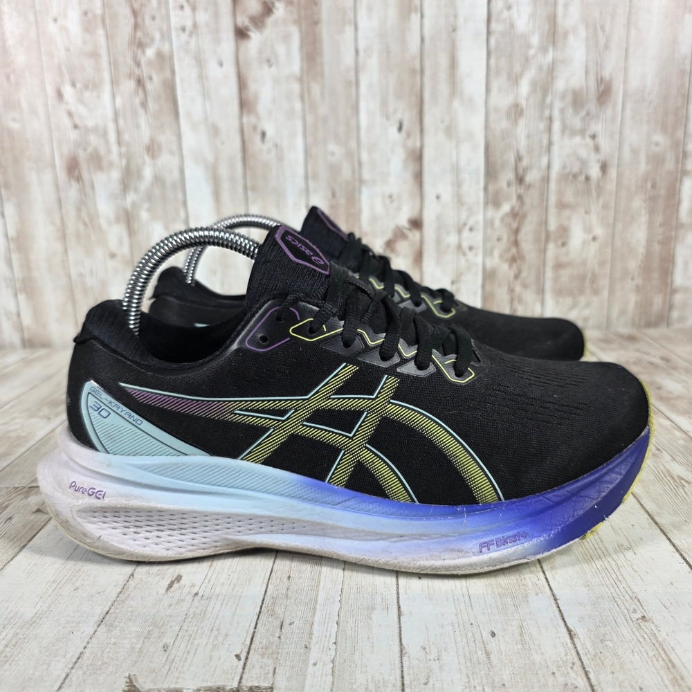 Asics Women's Black with Yellow & Purple Accent Running Sneakers